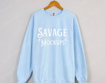 Chambray Comfort Colors Sweatshirt Mockup | Front and Back Mockup | Chambray Sweatshirt Mockup | 1566 Mockup | Sweatshirt Mockup