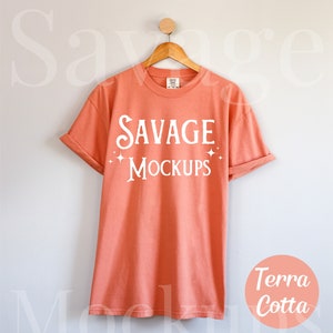 Comfort Colors Terracotta Mockup | C1717 Mockup | Hanging Shirt Mockup | Flat Lay Mockup | Orange Shirt Mockup | Unisex Shirt Mockup