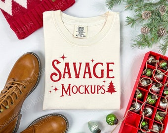 Ivory Comfort Colors Mockup | Christmas 1717 Mockup | Christmas Mockup | Ivory Christmas shirt Mockup | Ivory 1717 Mockup