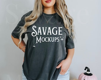 Mockup de Halloween Pepper Comfort Colors | Mockup de camisa de Halloween | Mockup de camisa Pepper | Mockup de camiseta | Mockup de outono | Mockup de Halloween