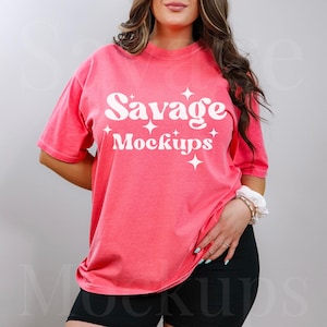 Watermelon Comfort Colors Mockup | C1717 Shirt Mockup | Model Mockup | Pink Shirt Mockup | Minimalist Mockup | Unisex Shirt Mockup