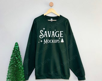 Forest Green Gildan 18000 Mockup | Forest Green Christmas Sweatshirt | Christmas Mockup | Sweatshirt Mockup | Christmas Sweatshirt Mockup
