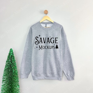 Sport Grey Gildan 18000 Mockup | Sport Grey Christmas Sweatshirt | Christmas Mockup | Sweatshirt Mockup | Christmas Sweatshirt Mockup