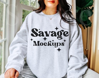 Ash Gildan 18000 Mockup | Ash Gray Sweatshirt Mockup | Cozy Aesthetic Mockup | Trendy Crewneck Mockup | Gildan 18000 Mockup