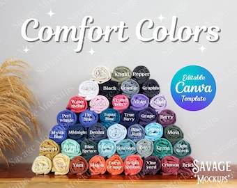 Nuancier Comfort Colors 1717 | Maquette de couleurs confortables | Maquette de nuancier | Nuancier Printify