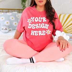 Comfort Colors Watermelon Mockup | C1717 Shirt Mockup | Pink Shirt Mockup | Trendy Mockup | Oversized Shirt Mockup | Model Mockup