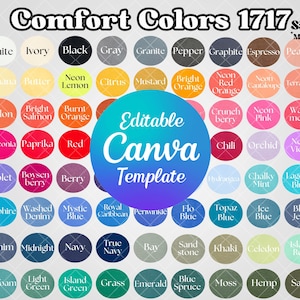 Comfort Colors Color Chart | 1717 Color Chart | Editable Color Chart Mockup | Customizable Color Chart | Comfort Colors Swatches