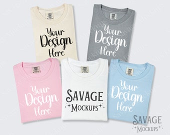 Comfort Colors 1717 Group Mockup | Comfort Colors Mockup | C1717 Group Mockup | Flat Lay Mockup | White Shirt Mockup | Unisex Shirt Mockup