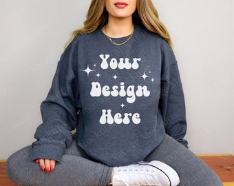 Dark Heather Gildan 18000 Mockup / Felpa Mockup / Dark Heather Felpa Mockup / Trendy Mockup / Gildan 18000 Mockup