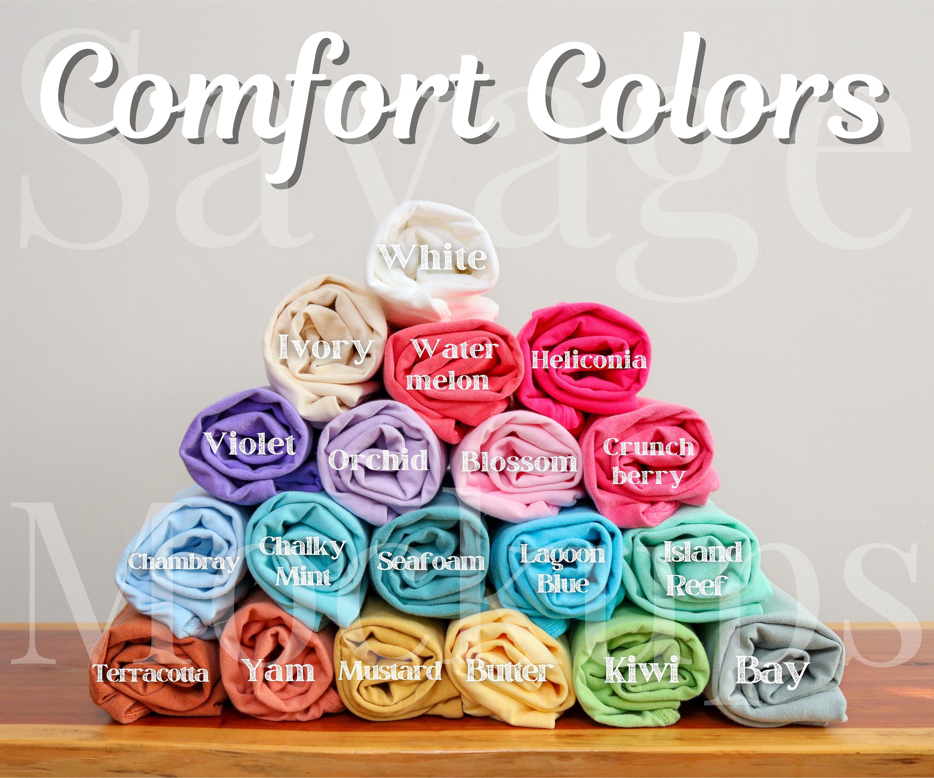 Comfort Colors Color Chart Comfort Colors Swatches Color Etsy