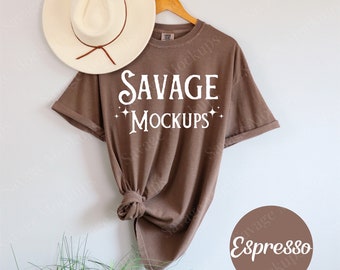 Comfort Colors Espresso Mockup | C1717 Mockup | Hanging Shirt Mockup | Flat Lay Mockup | Brown Shirt Mockup | Unisex Shirt Mockup