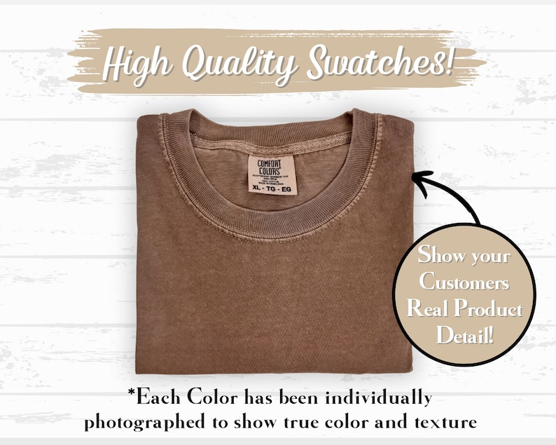 May include: A folded brown t-shirt with a tag that reads "Comfort Colors XL-TO-EG". The image shows the high quality of the fabric and the color of the shirt.  *Each Color has been individually photographed to show true color and texture*.