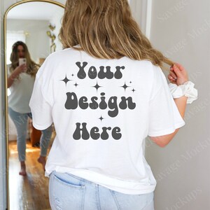 Back of Gildan 5000 Mockup in White | White Gildan 5000 Shirt | Trendy Mockup | T-Shirt Mockup | Gildan White TShirt | White Tshirt