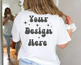 Back of Gildan 5000 Mockup in White | White Gildan 5000 Shirt | Trendy Mockup | T-Shirt Mockup | Gildan White TShirt | White Tshirt