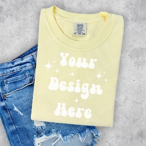 Banana Comfort Colors Mockup | Banana 1717 Mockup | Folded Shirt Mockup | Flat Lay Mockup | Yellow Shirt Mockup | Unisex Shirt Mockup