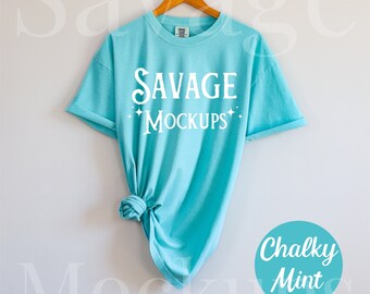 Comfort Colors Chalky Mint Mockup | C1717 Mockup | Hanging Shirt Mockup | Flat Lay Mockup | Chalky Mint Shirt Mockup | Unisex Shirt Mockup