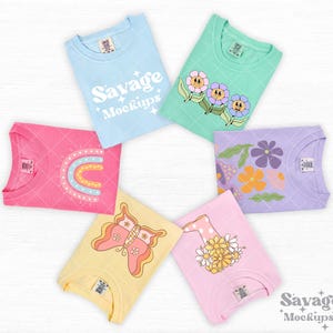 Comfort Colors Pastel Shirts Mockup | Comfort Colors 1717 Mockup | Group Folded Shirt Mockup | Flat Lay Mockup | Spring Colors Mockup