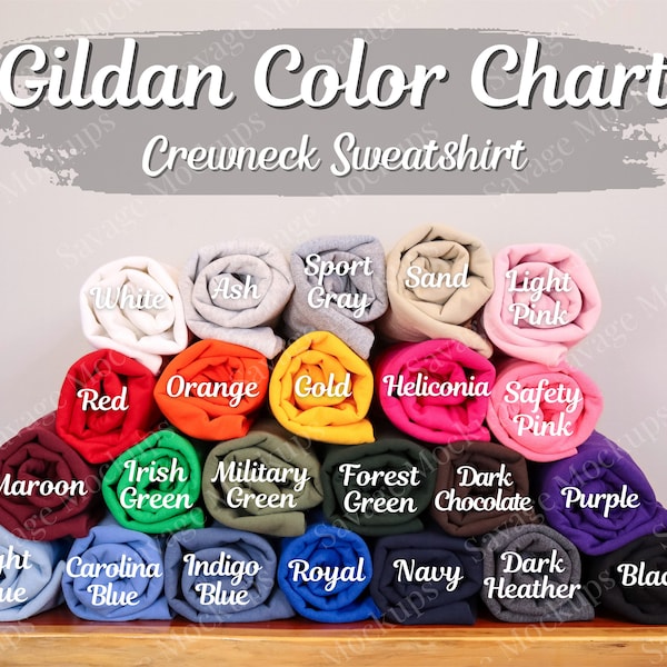 Gildan 18000 Color Chart | Gildan Crewneck Mockup | Color Chart Mockup | Sweatshirt Mockup | Group Mockup | Unisex Shirt Mockup