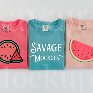 Comfort Colors C1717 Group Mockup | Summer Mockup | Folded Shirt Mockup | C1717 Group Mockup | Flat Lay Mockup | Unisex Shirt Mockup