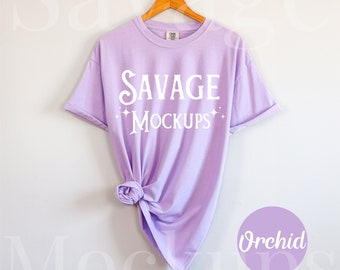 Comfort Colors Orchid Mockup | C1717 Mockup | Hanging Shirt Mockup | Flat Lay Mockup | Purple Shirt Mockup | Unisex Shirt Mockup