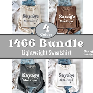 Comfort Colors 1466 Mockup Bundle | Comfort Colors 1466 Mockup | Folded Sweatshirt Mockup | Flat Lay Mockup | Lightweight Crewneck