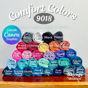 Tabla de colores Comfort Colors 9018 / Maqueta de Comfort Colors / Maqueta de tabla de colores / Maqueta 9018 / Tabla de colores de camisetas para jóvenes Comfort Colors
