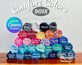 Comfort Colors 9018 Color Chart | Comfort Colors Mockup | Color Chart Mockup | 9018 Mockup | Comfort Colors Youth T Shirt Color Chart