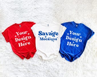 Fourth of July Gildan 5000 Mockup | Fourth of July Mockup | Red White and Royal Blue Mockup | Gildan 5000 Mockup | Group Shirt Mockup