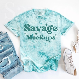 Sea Glass Color Blast Mockup | Color Blast 1745 Mockup | Trendy Flat Lay Mockup | Sea Glass Comfort Colors Shirt Mockup | Color Blast Mockup
