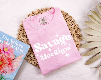 Blossom Comfort Colors Mockup | Spring Mockup | C1717 Mockup | Flat Lay Mockup | Pink Shirt Mockup | Folded Shirt Mockup