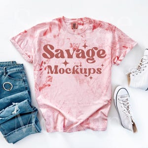 Clay Color Blast Mockup | Color Blast 1745 Mockup | Trendy Flat Lay Mockup | Clay Comfort Colors Shirt Mockup | Pink Shirt Mockup