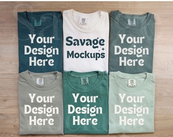 Comfort Colors Green Shirts Mockup | Comfort Colors Bundle | C1717 Group Mockup | Flat Lay Mockup | Shirt Mockup | Unisex Shirt Mockup