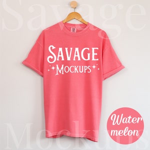 Comfort Colors Watermelon Mockup | C1717 Mockup | Hanging Shirt Mockup | Flat Lay Mockup | Pink Shirt Mockup | Unisex Shirt Mockup