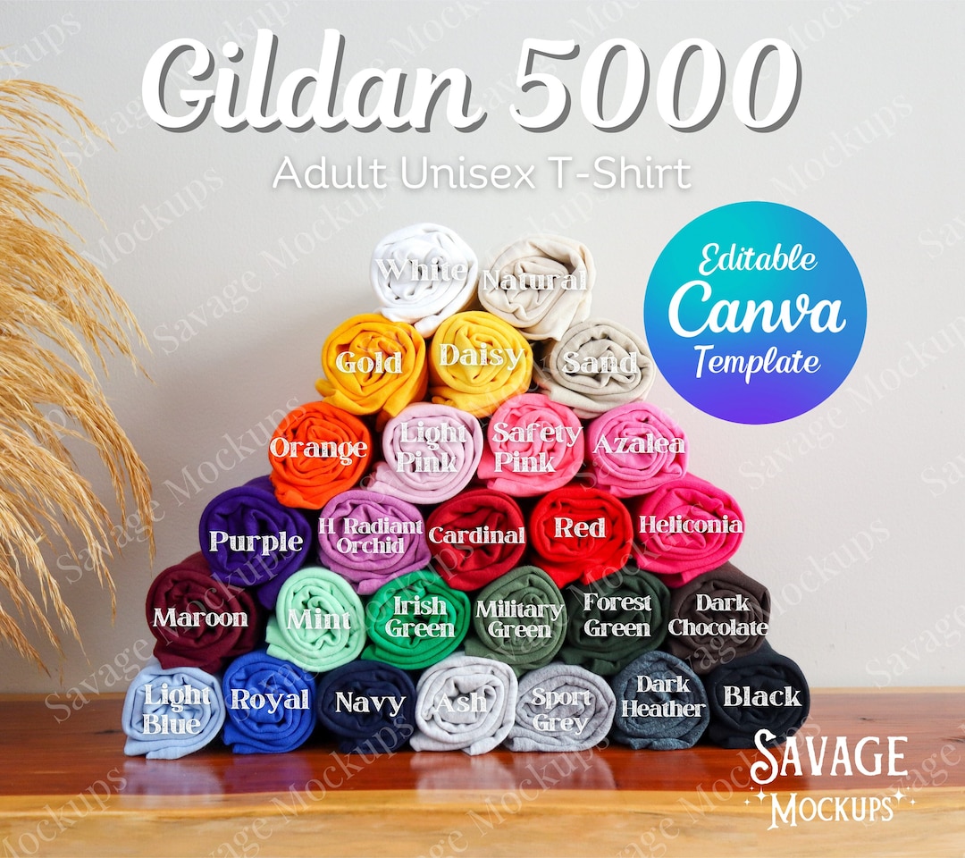 Gildan 5000 Color Chart Gildan Mockup Color Chart Mockup Tshirt Mockup