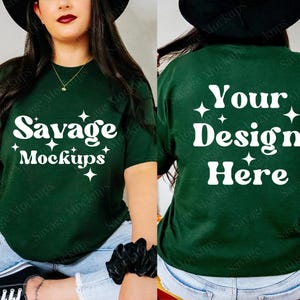 Forest Green Gildan 5000 Halloween Mockup | Front and Back Gildan Mockup | Spooky Halloween Tshirt Mockup | Dark Green Tshirt Mockup