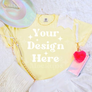 Banana Comfort Colors 1717 Mockup | Comfort Colors Mockup | Yellow Shirt Mockup | Trendy Mockup | Flat Lay Mockup | Girly Shirt Mockup