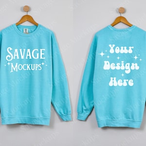 Chalky Mint Comfort Colors Sweatshirt Mockup | Front and Back Mockup | Chalky Mint Sweatshirt Mockup | 1566 Mockup | Sweatshirt Mockup