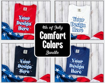 Vierter Juli Trost Farben Mockup Bundle | Komfort Farben Bündel | Rot, Weiß und Blau Mockup | Flaches Lay Mockup | 1717 Mockup