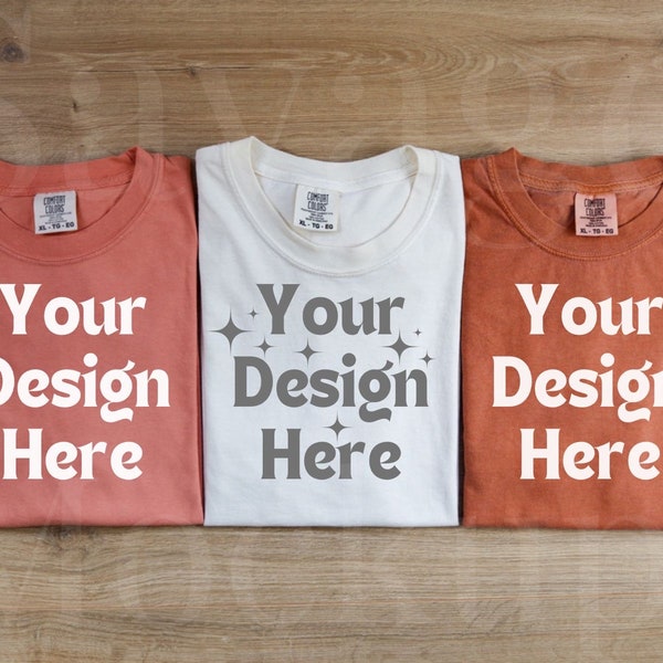 Comfort Colors Mockup Trio | Comfort Colors Bundle | C1717 Group Mockup | Flat Lay Mockup | Shirt Mockup | Unisex Shirt Mockup