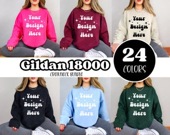 Gildan 18000 Mockup Bündel | Sweatshirt Mockup | Mockup-Bundle | Gildan 18000 Mockup | Modell Mockup | Sweatshirt Mockup Bundle