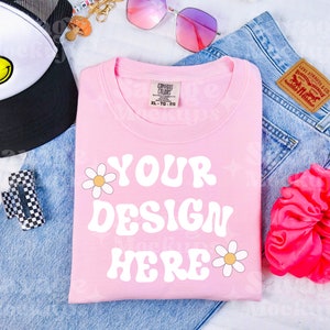 Blossom Comfort Colors 1717 Mockup | Comfort Colors Mockup | Trendy Mockup | Flat Lay Mockup | Folded Tshirt Mockup