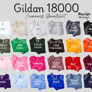 Gildan 18000 Farbkarte | Gildan Crewneck Mockup | Farbkarte Mockup | Sweatshirt Mockup | Voll bearbeitbare Farbkarte