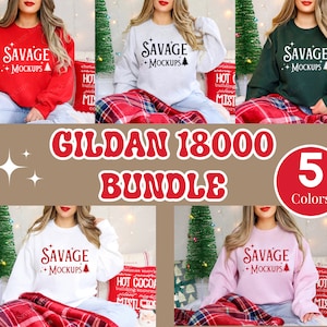 Gildan 18000 Christmas Mockup Bundle | Gildan Sweatshirt Bundle | Christmas Mockup | Christmas sweatshirt Mockup | Mockup Bundle