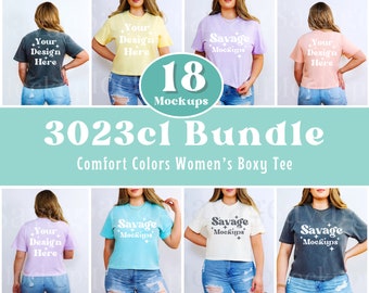 Comfort Colors 3023cl Mockup Bundle | Mockup Bundle | Womens Boxy Tee Mockup | 3023 Front and Back Mockup | Comfort Colors Mockup