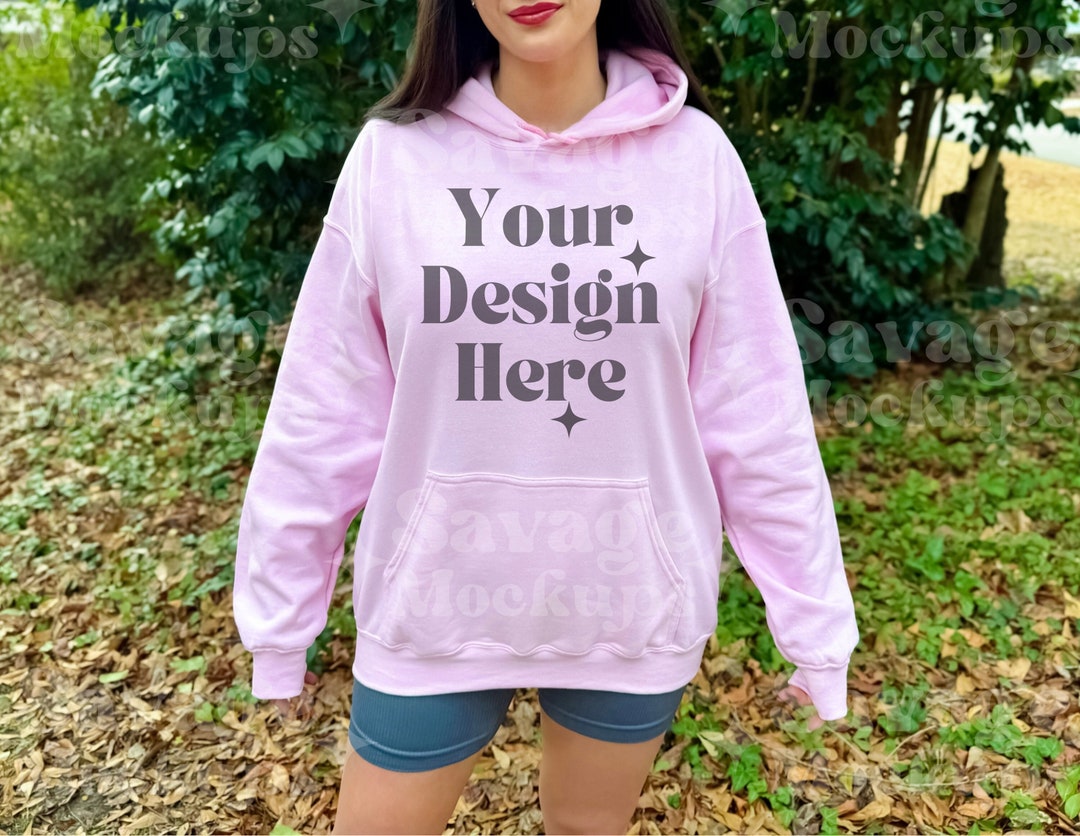 Gildan 18500 Light Pink Hoodie Mockup Sweatshirt Mockup Pink Hooded