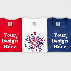 Fourth of July Comfort Colors Mockup | Group Shirt Mockup | Red White and Blue Mockup  | Flat Lay Mockup | 1717 Mockup