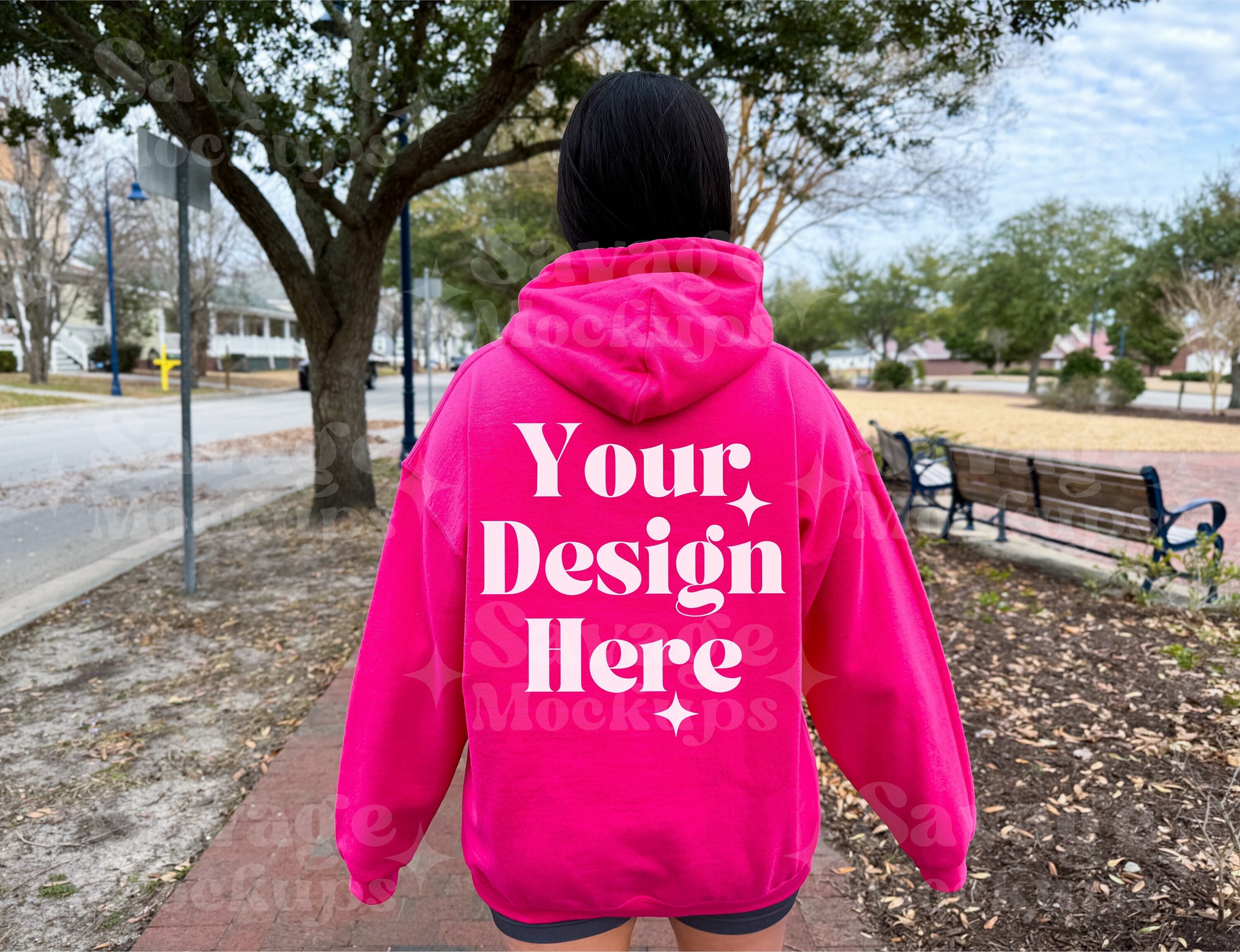 Gildan 18500 Heliconia Back Mockup | Heliconia Hoodie Mockup