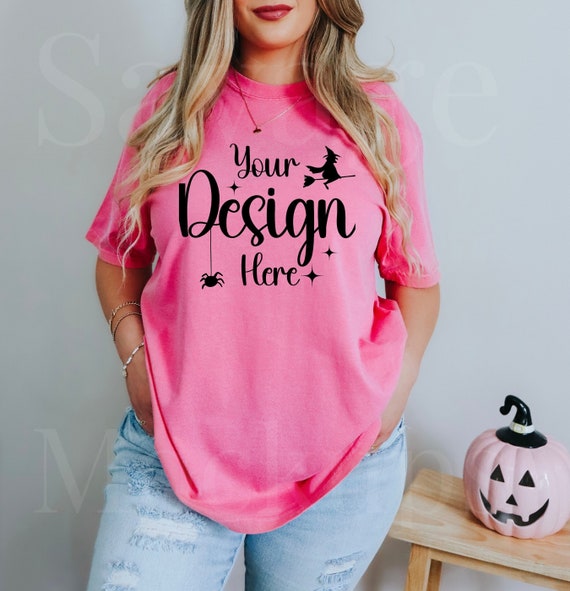 Crunchberry Comfort Colors Halloween Mockup | Comfort Colors 1717 Mockup | Halloween Mockup | Pink Halloween Shirt Mockup | Pink Tshirt