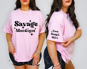 Sleeve Mockup for Light Pink Gildan 5000 Mockup | Light Pink Gildan 5000 Shirt Mockup | Left and Right Sleeve Mockup | Minimalist Mockup
