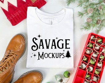 White Bella Canvas 3001 Mockup | Christmas 3001 Mockup | Christmas Mockup | White Christmas shirt Mockup | White 3001 Mockup